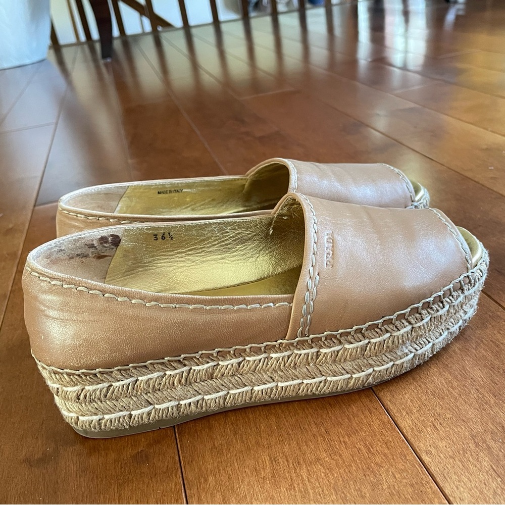 Prada Women's Open-toe Leather Platform Espadrilles sz 36.5